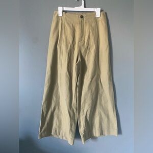 ESBY Lucia Pant Wide Leg Crop 100% Cotton Womens 8 Cactus Green Made In USA